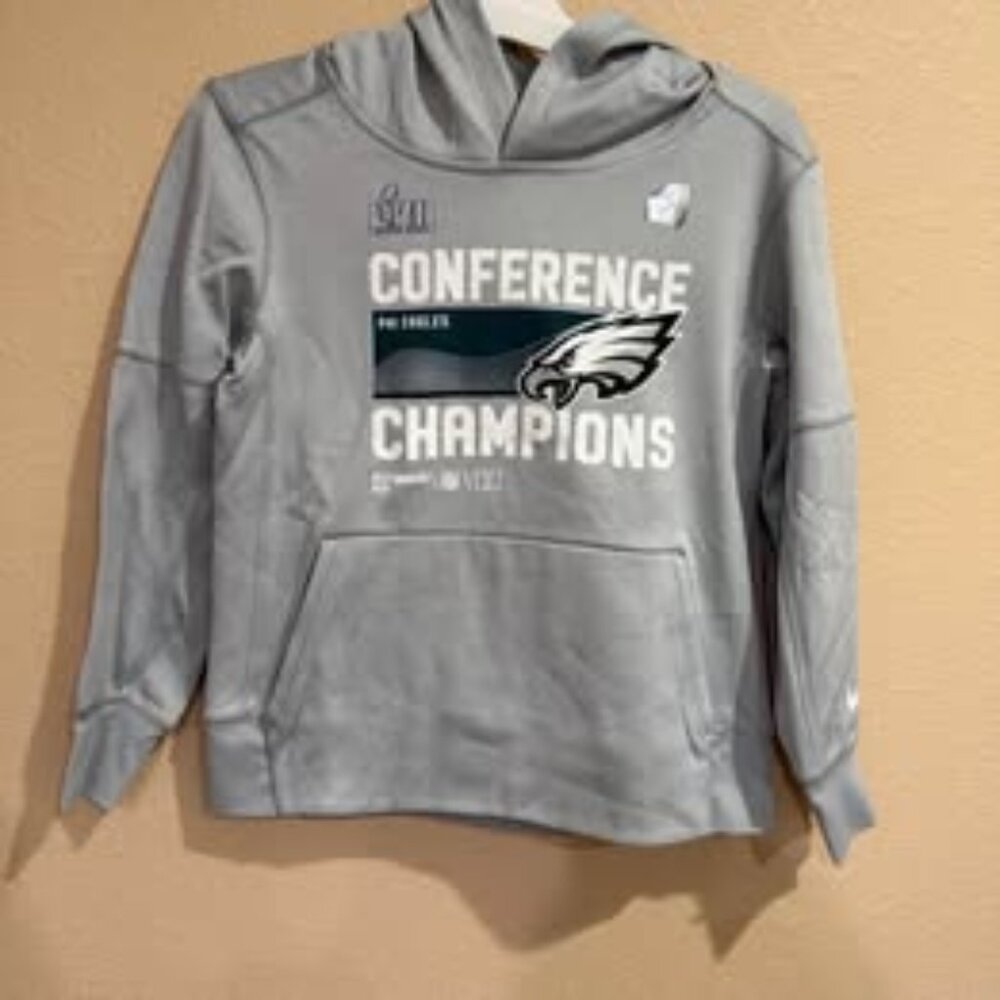 Nike Youth S Philly Eagles Super Bowl LVII Conference Champs Hoodie NWOT